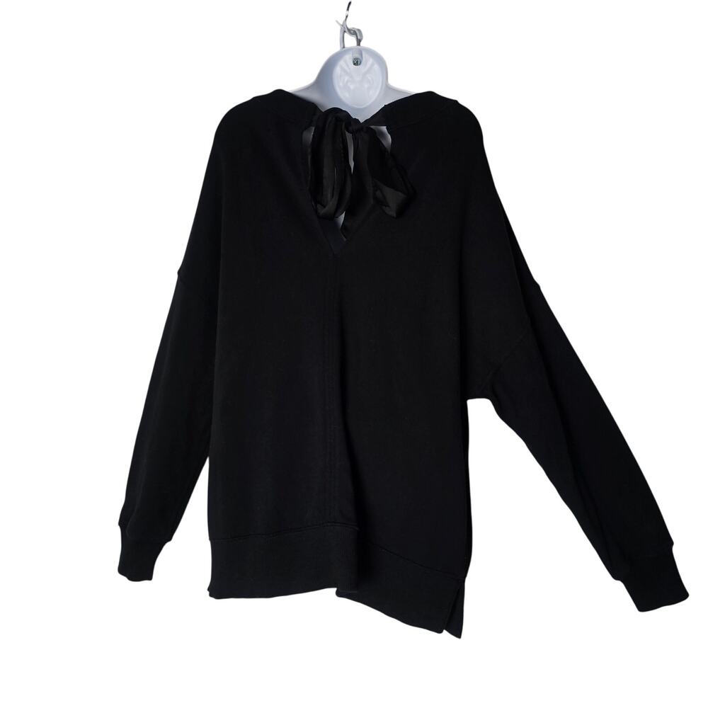 Aerie Black Bow Back Sweatshirt Women’s XS Cozy Fall Loungewear Pullover Top - Picture 3 of 13